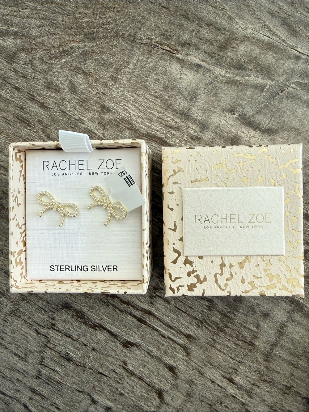 Rachel Zoe Sterling Silver Pearl bow earrings New never worn